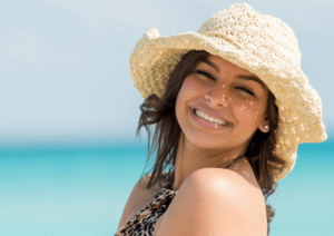 Women with healthy smile for summer